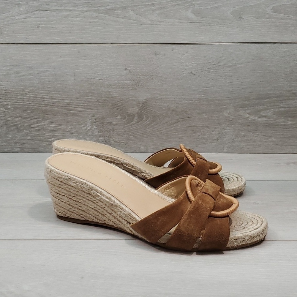 Veronica Beard Womens Espadrille Wedge Leather Sandals shoes sz 8.5